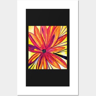 Original Artwork Red, Orange, Yellow Flower Posters and Art